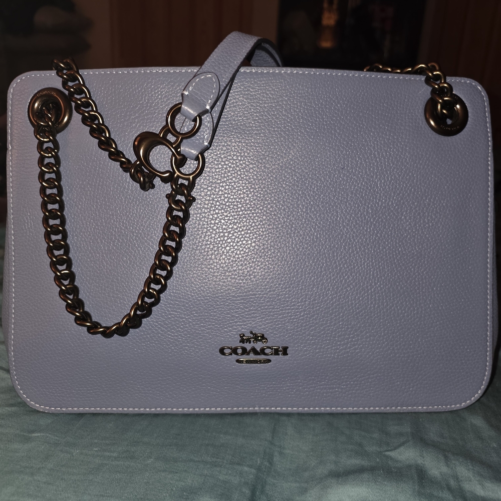Coach Bryant Convertible Carryall 78798 Cornflower Blue Pebbled Leather Bag